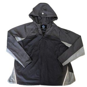 Fall Spring Activewear Black Gray Hooded Jacket Size 6X Fits 4X or 5X